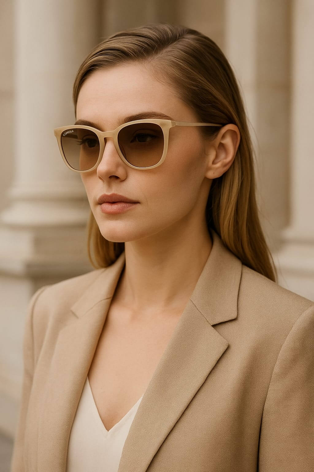 Occhiali da sole Coppola Duna - Aviator da donna, colore sabbia beige | Edizione limitata, polarizzati | Solo 10 unità